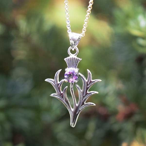 silver scottish thistle necklace pendant