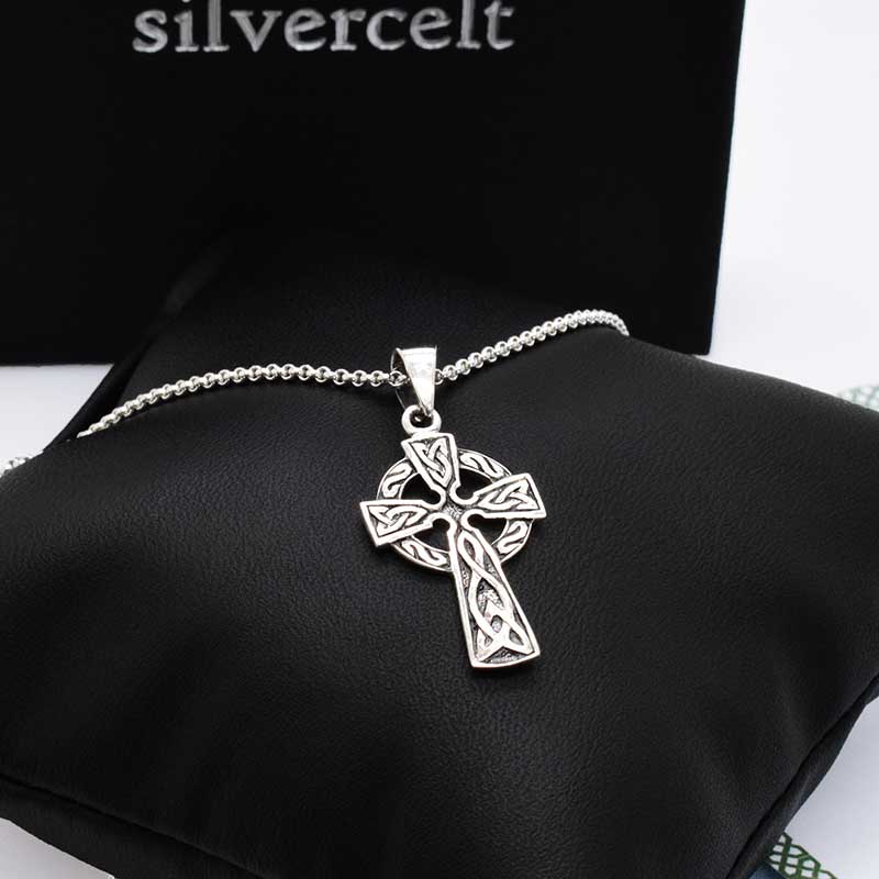 925 sterling silver Celtic cross openwork Pendant with necklace chain Gift UK 